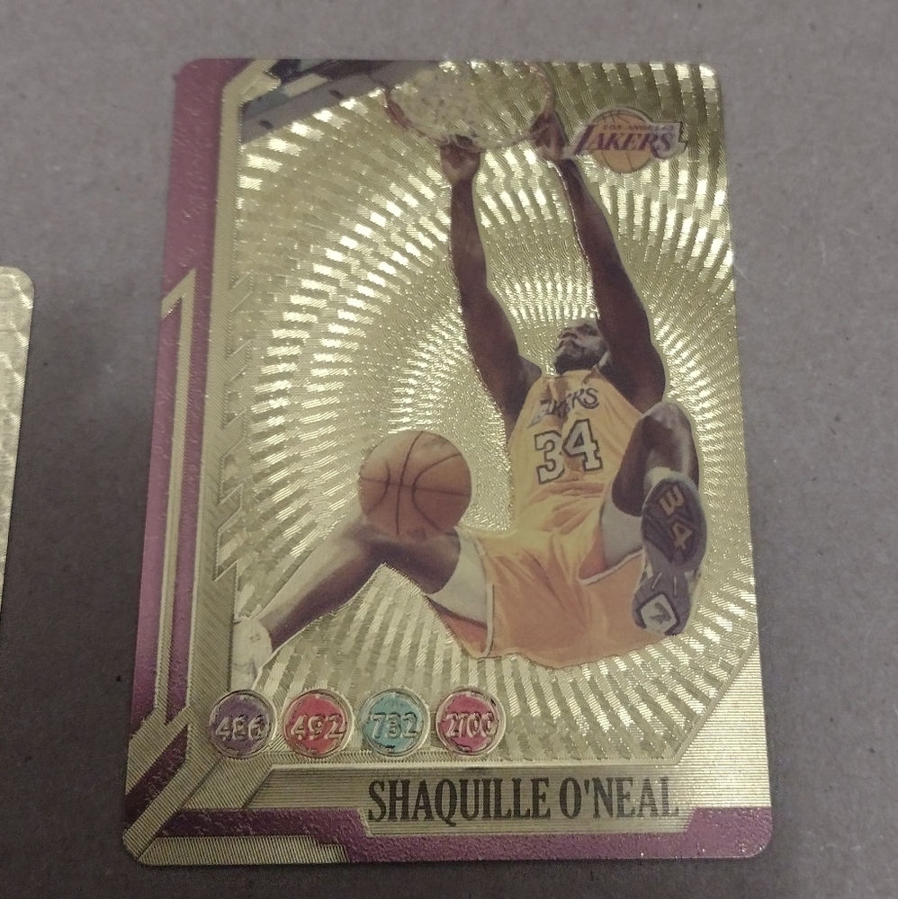 SHAQUILLE O'NEAL 24K GOLD COATED VINTAGE LAKERS ALL-STARS BASKETBALL CARD & COA!